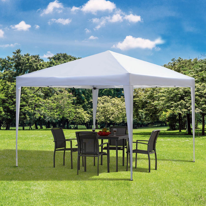 Outsunny 10x10pi Tente Pliable Auvent De Gazebo D'exterieur Avec Sac De Transport, Blanc