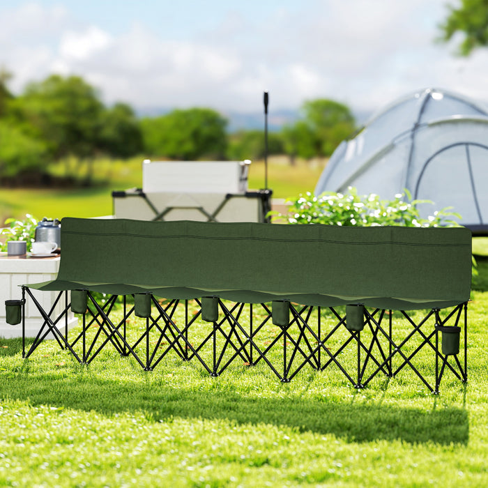 Outsunny Chaise De Camping Pliante 6 Places Avec Porte-gobelet, Vert Fonce