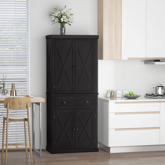 HOMCOM Garde-Manger Buffet Autoportant 4 Portes Noir