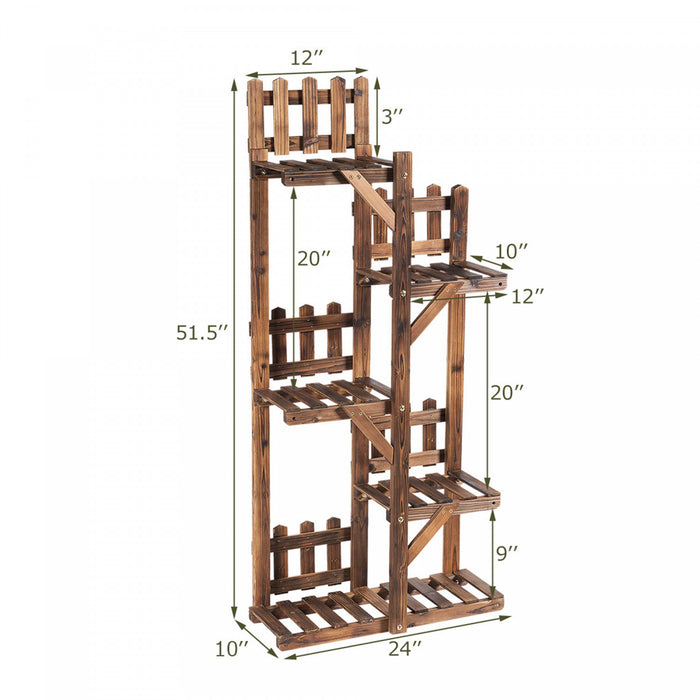 Etagere A Fleurs En Bois A 5 Niveaux, Support De Pots Avec Grande Capacite Pour Decoration, Porte-plantes Exterieur Ou Interieur En Couleur Marron, Presentoir Parfait Pour Maison, Jardin, Balcon