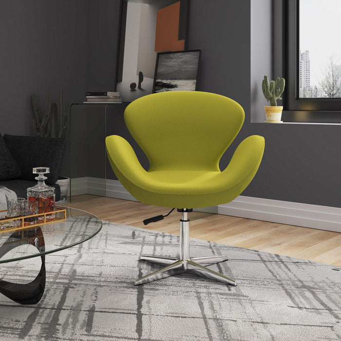 Fauteuil lounge pivotant moderne Raspberry en tissu vert - Lot de 2