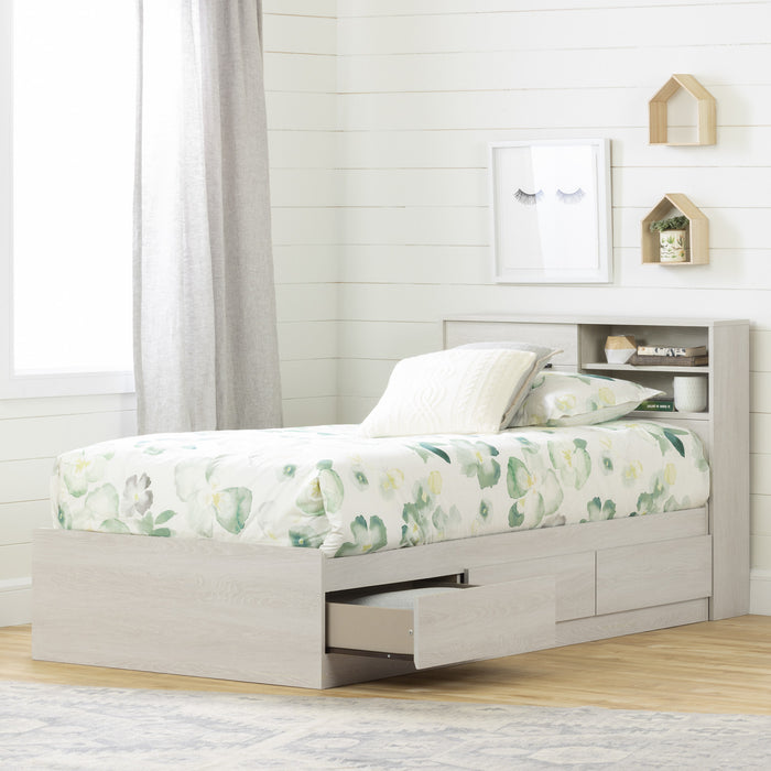 Fynn Ensemble Lit Matelot Et Tete De Lit Bibliotheque Chene Hivernal, De Meubles South Shore