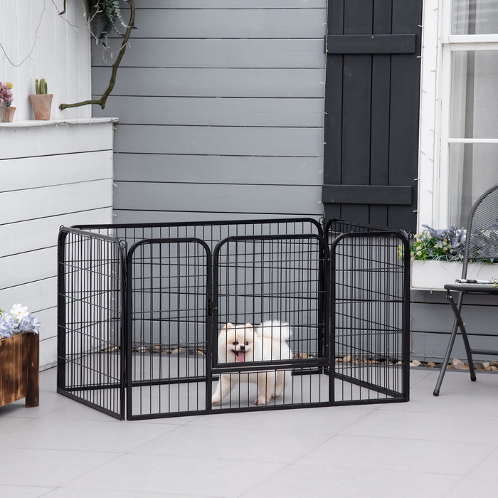 Luxe Parc Enclos Acier 125l X 80l X 70h Cm 4 Panneaux Et 1 Porte Pour Chiens Noir
