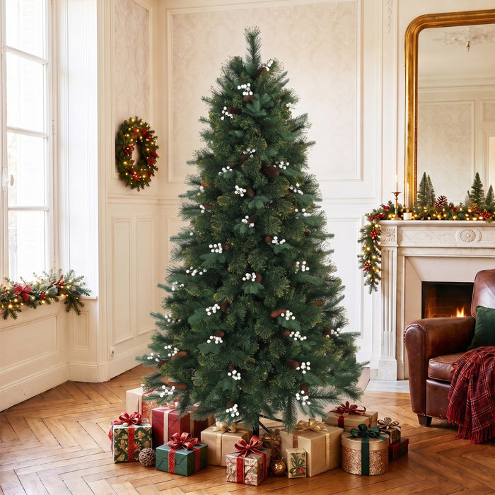 HOMCOM Sapin de Noel 180 cm avec 716 branches, sapin artificiel imitation fir
