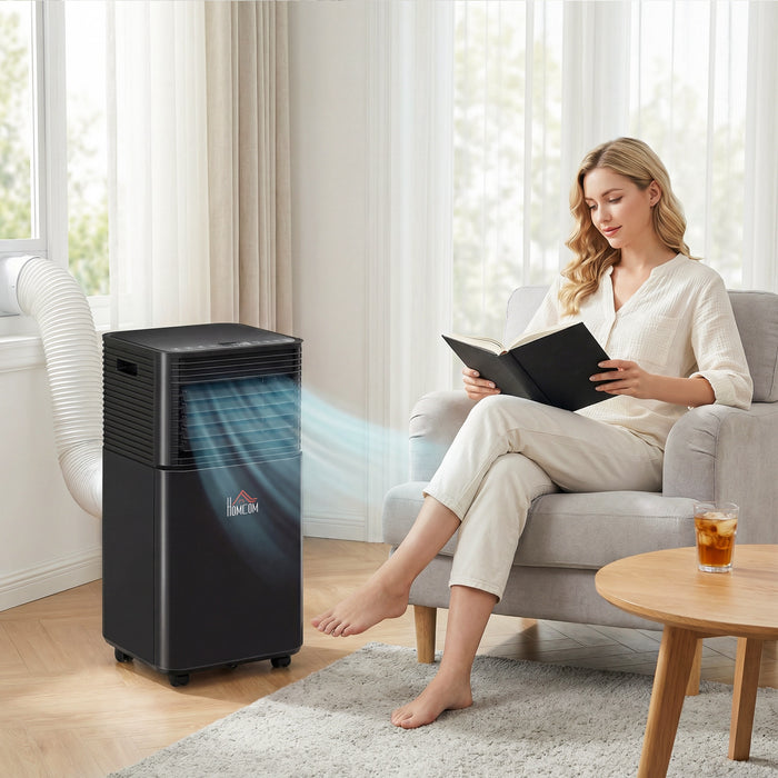 Climatiseur HOMCOM 8 000 BTU, silencieux, avec telecommande, noir