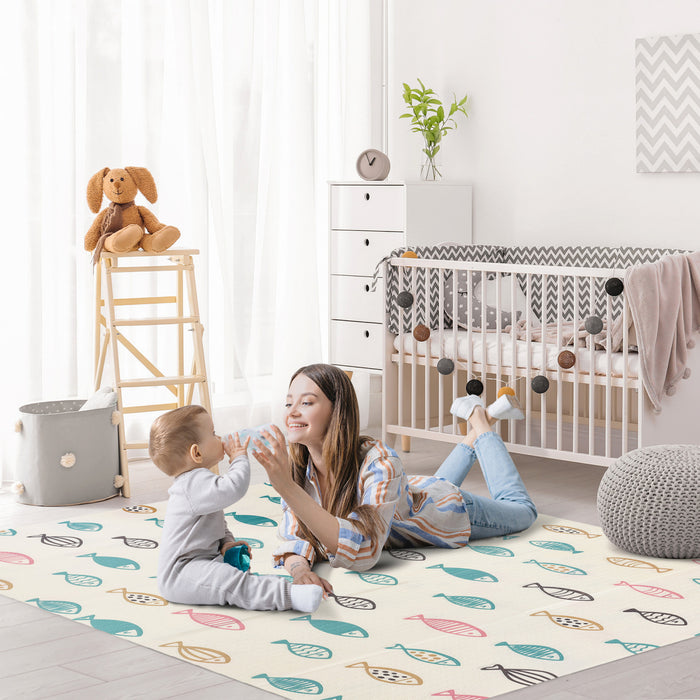 Tapis De Jeu Pliable Pour Bebe Qaba, Fabrique Avec Une Mousse Confortable, Une Surface Impermeable Et Un Design Pliable, 78,75\" L X 59\" L X 0,4\" P