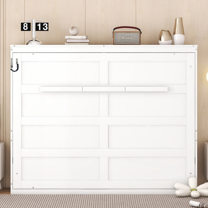 Evelyn Lit mural escamotable gain de place Murphy avec design d’armoire pliable, lit Full, blanc