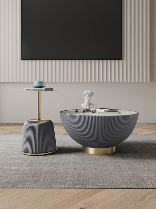 Ensemble de 2 tables Anderson Modern : table basse et table d’appoint en gris