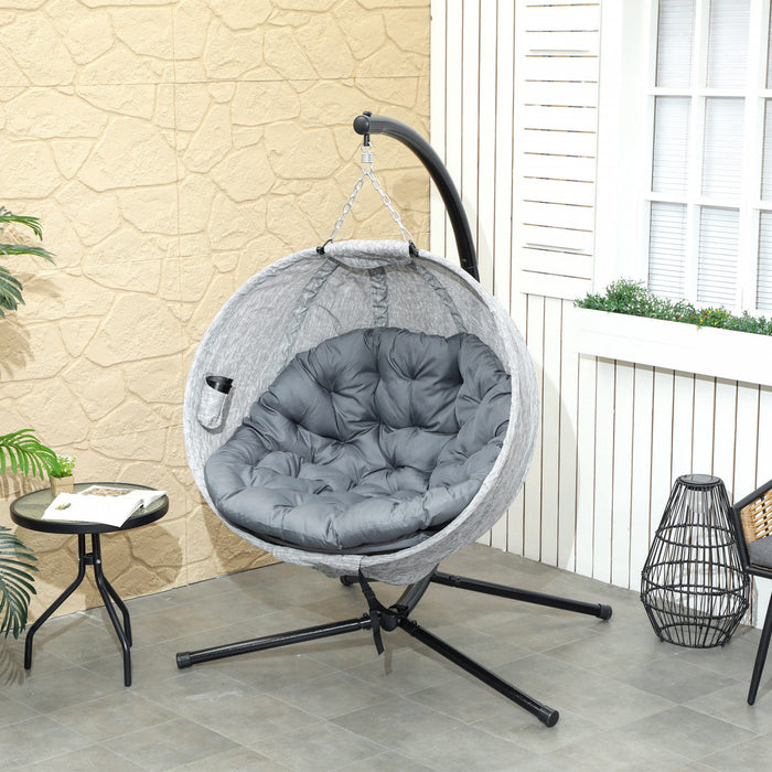 Outsunny Chaise œuf Suspendue , Chaise Balancoire Interieure Et Exterieure
