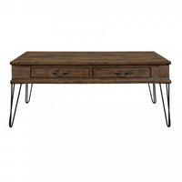  Table Basse Rectangulaire Hughey Avec 2 Tiroirs, Chêne Rustique