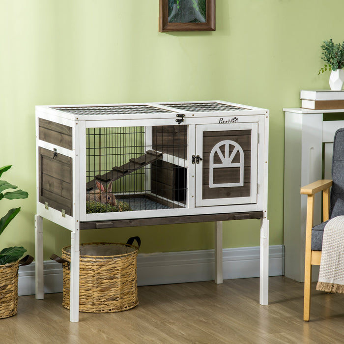 Clapier a lapin interieur sureleve avec enclos