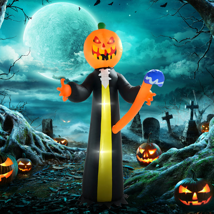 Homcom Gonflable Fantome De Citrouille D'halloween Avec Marteau Led 10 Pi