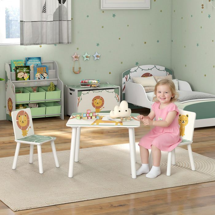 Qaba Ensemble de table et chaise 3 pcs pour enfants de 3 a 8 ans, vert