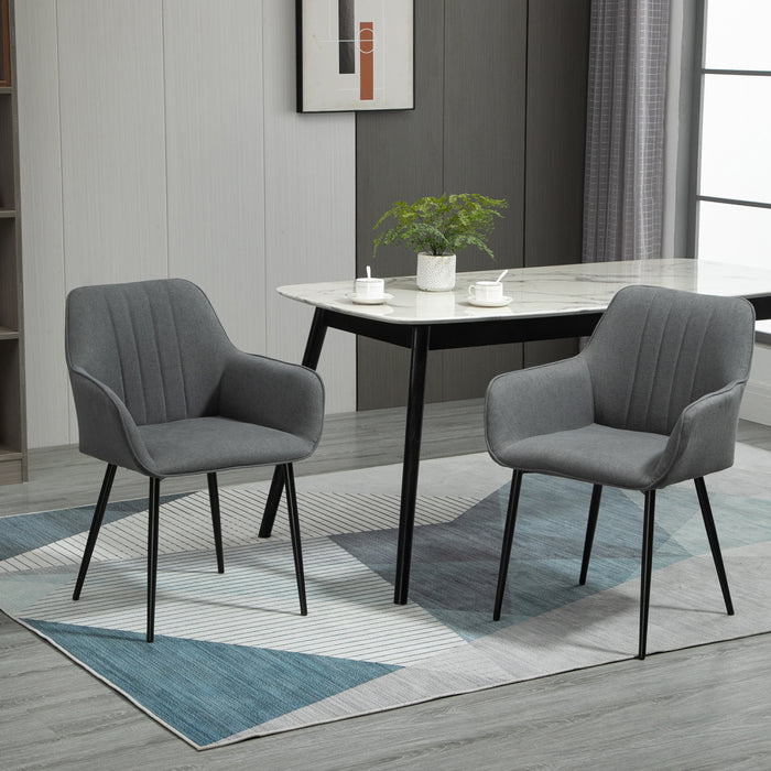 HOMCOM Ensemble de 2 chaises de salle a manger rembourrees, pieds en metal