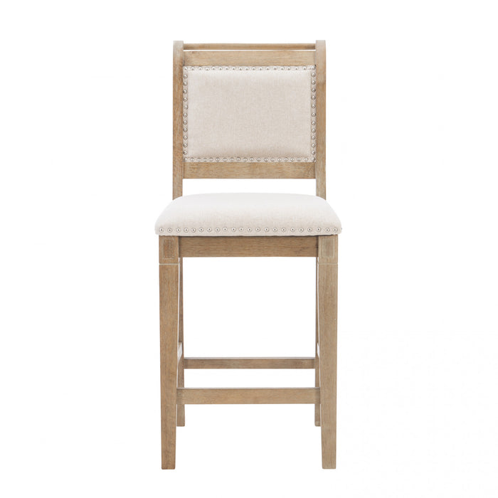 Tabouret Emmy de hauteur comptoir en tissu - gris