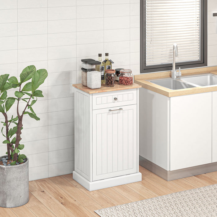 HOMCOM Armoire de poubelle inclinable de cuisine, armoire de recyclage