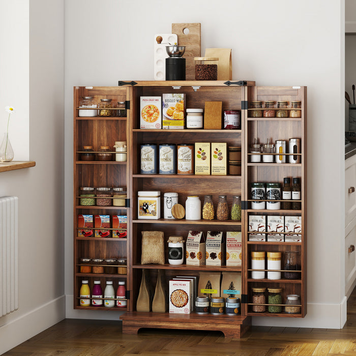 HOMCOM Armoire de cuisine avec etageres reglables, marron