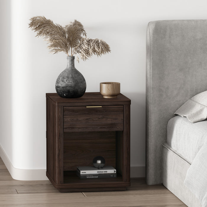 Table de nuit moderne Evelyn 20\" en brun (1 tiroir)