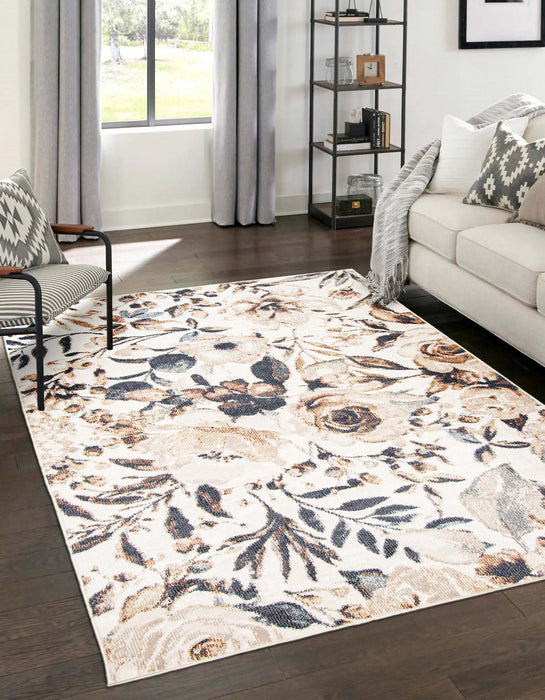 Carpette Rosette ivoire - 8 pi 0 po x 10 pi 0 po    