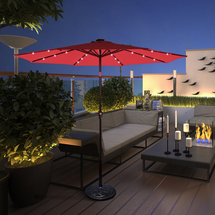 Costway Parasol de marche solaire LED de 10 pieds avec reglage d'inclinaison et manivelle