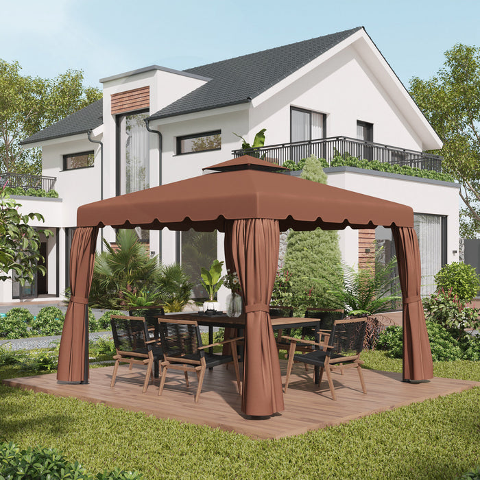 Outsunny Auvent De Rechange Pour Tonnelle 9.8' X 9.8', Couverture Superieure De Tonnelle Avec Toit Double Ventile Pour Terrasse De Jardin Exterieur (toit Uniquement), Cafe