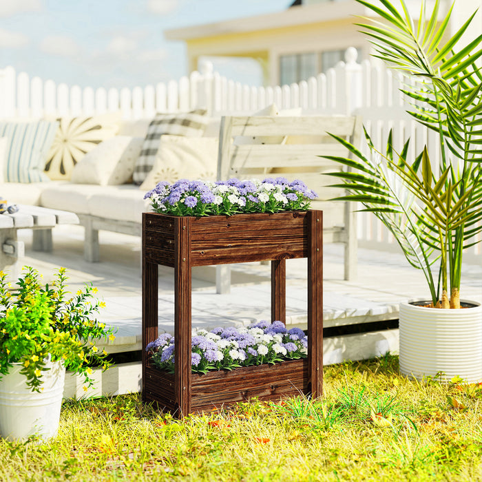 Outsunny Bac de Jardin Sureleve en Bois a 3 Niveaux avec Pieds, 60 x 25 x 120 cm