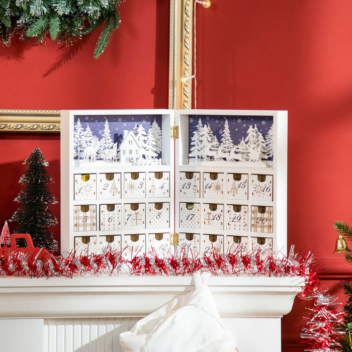 Homcom Calendrier De L'avent De Noel En Bois De 24 Jours