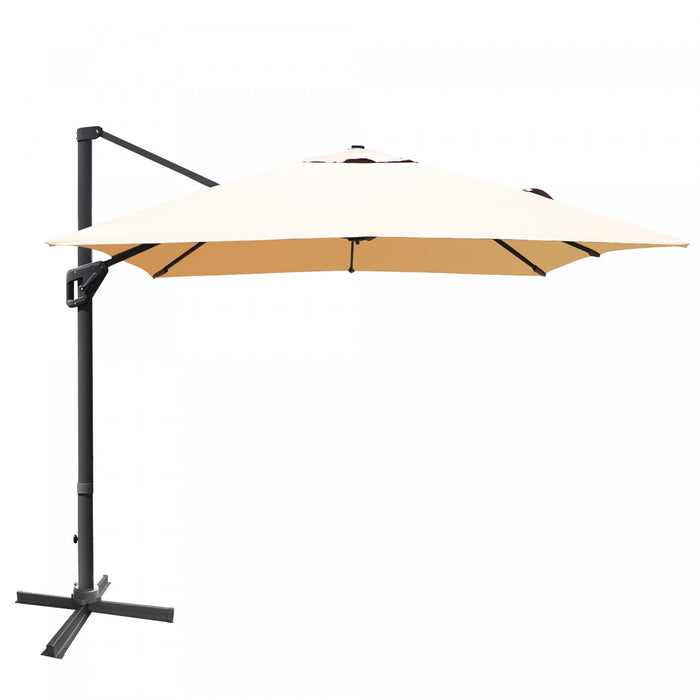 Costway Parasol cantilever 10'x13' pour terrasse, aluminium, rotation 360°, inclinable, beige