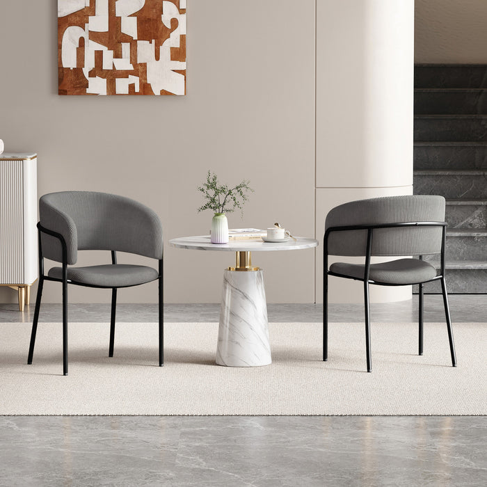 Ethan Ensemble de 2 chaises d’appoint modernes avec assise en velours cotele, pieds inclines et pieds reglables, gris