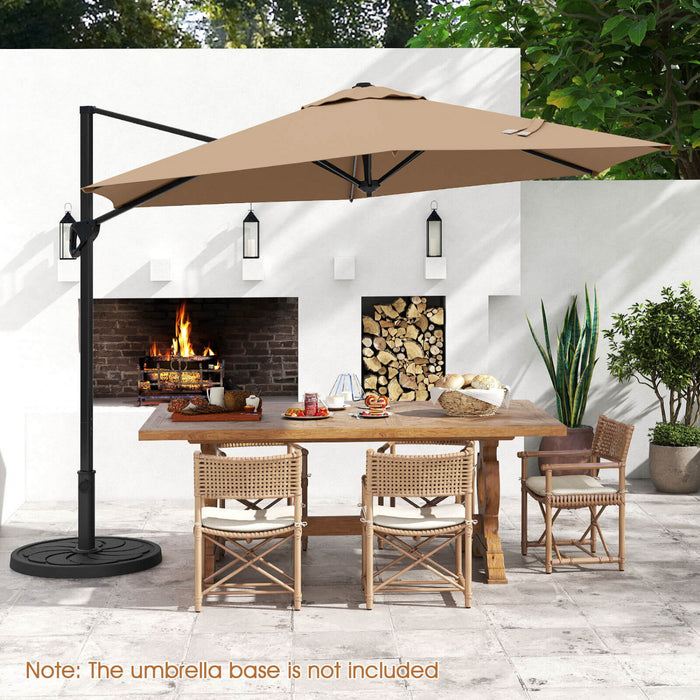Parasol deporte Costway 9 FT avec haut ventile, parasol suspendu deporte, marron, pour bord de piscine