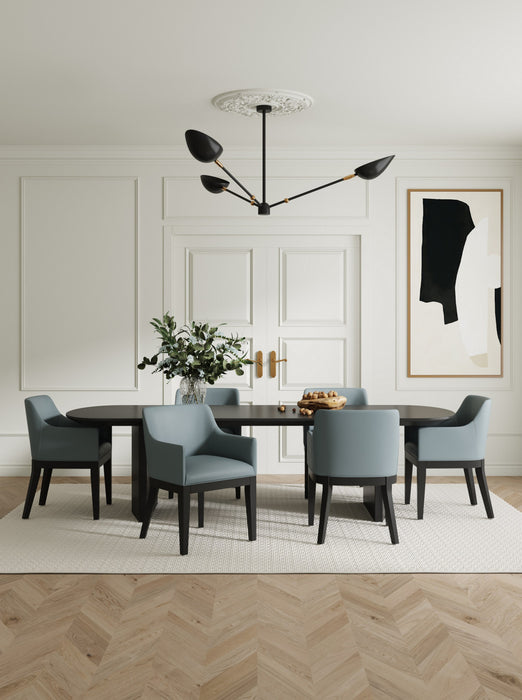 Fauteuil moderne Gansevoort en bois et cuir vegetalien couleur etain - Lot de 2