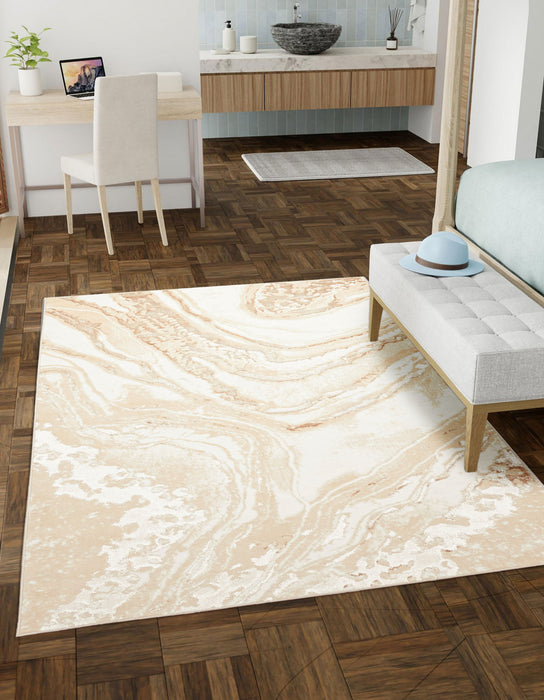 Tapis Contemporain/Moderne Dove 8'0\" x 10'0\" en Ivoire