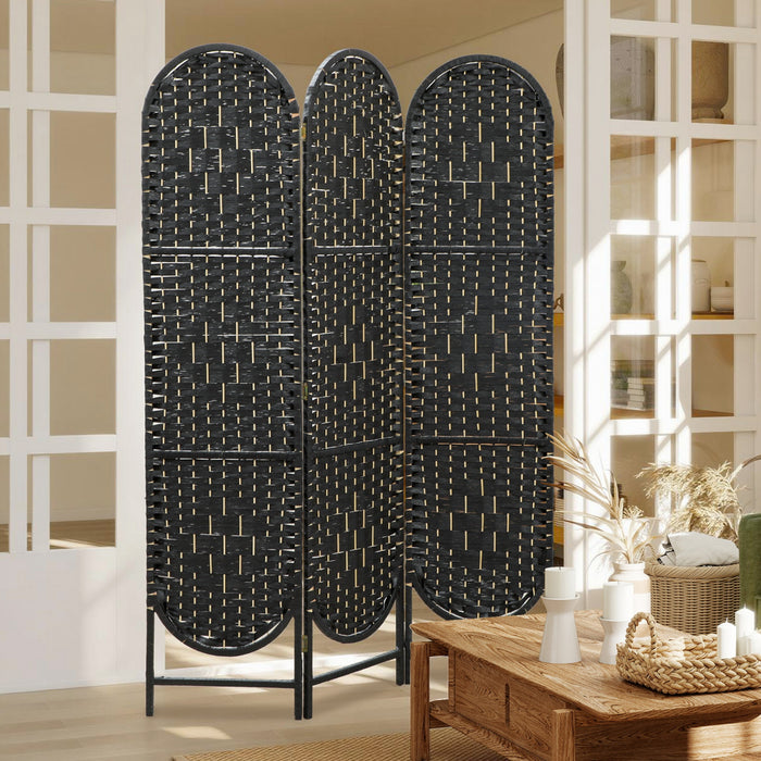 HOMCOM Paravent 3 Panneaux, Ecran de Confidentialite Pliable, Noir