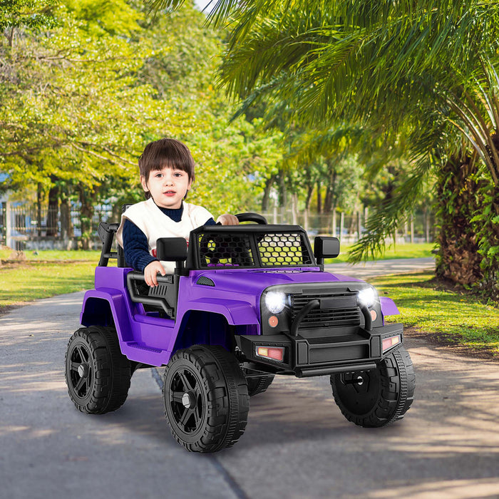 Costway 12v Enfants Roulent Sur La Telecommande De Vehicule Electrique De Voiture De Camion Avec La Musique Et Le Violet Leger