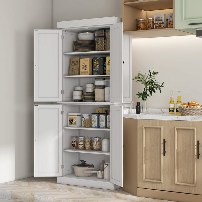 HOMCOM Garde-Manger Cuisine 4 Portes Autoportant Etageres Blanc