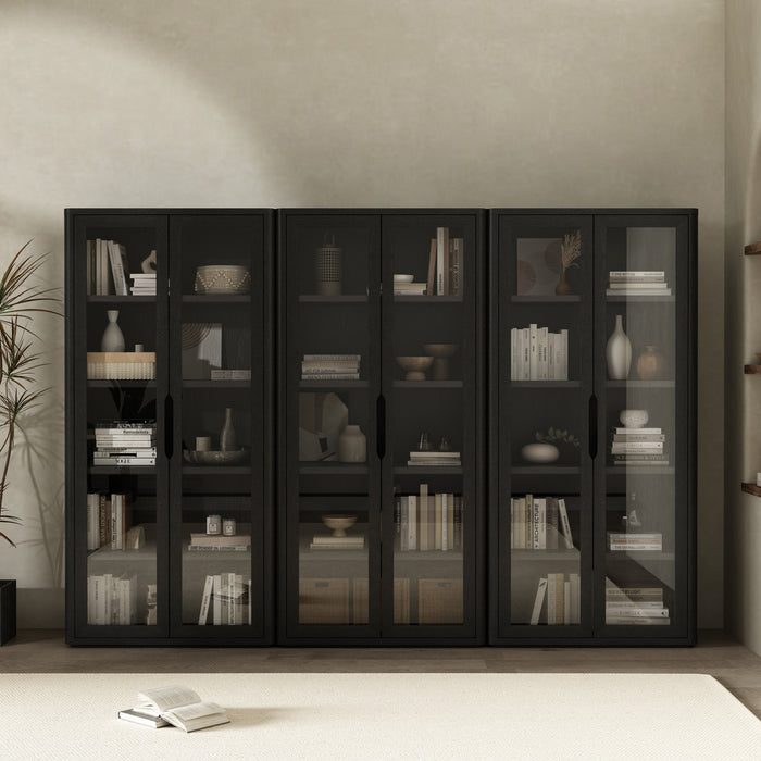 Armoire bibliotheque moderne Rivington 38\" en noir - Ensemble de 3