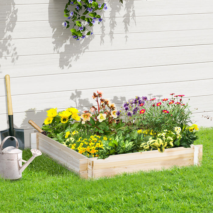Outsunny 39'' X 39'' Jardin Sureleve Sans Vis, Jardiniere En Bois, Jardin D'herbes Facile A Faire Pour Les Legumes, Les Fleurs Et Les Herbes A L'exterieur, La Pelouse Et Le Patio