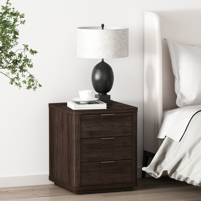 Table de nuit moderne Evelyn 20\" en brun (3 tiroirs)