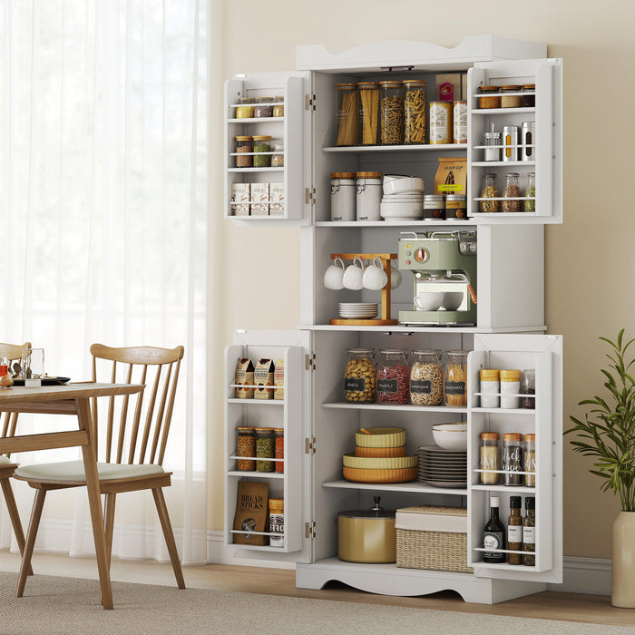 HOMCOM Armoire de cuisine 73\" avec etageres de porte, blanc