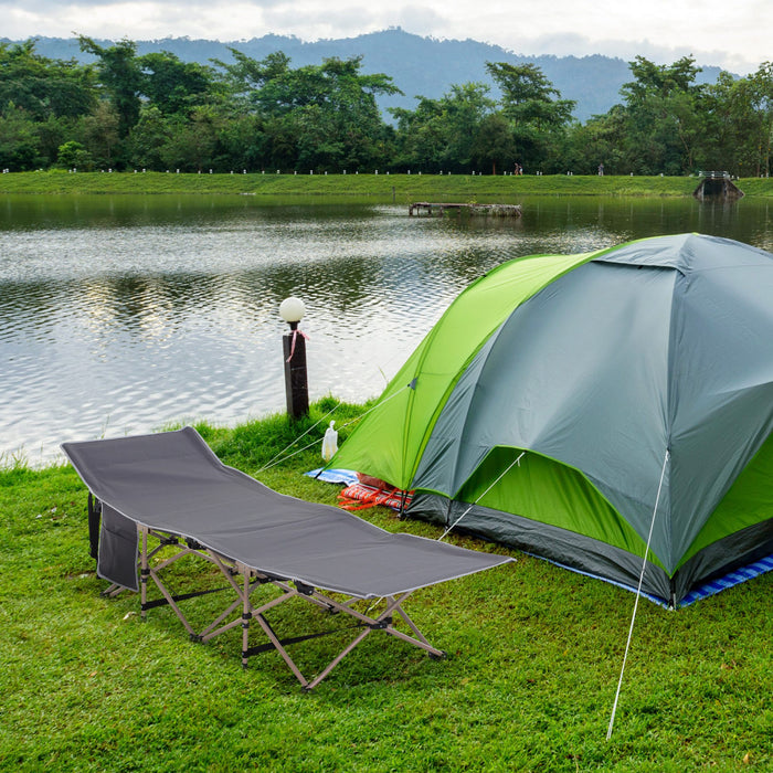Lit De Camping Pliant Outsunny, Lit De Couchage Portable Pour Les Voyages, Gris