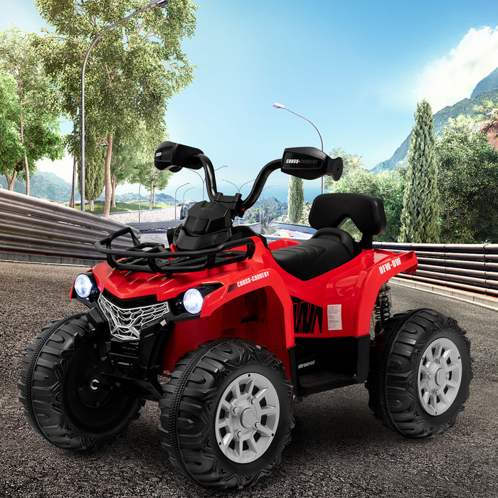 Costway 12v Enfants Rouler Sur Atv Electrique 4 Roues Quad 2 Vitesses W / Mp3 & Phares Rouge