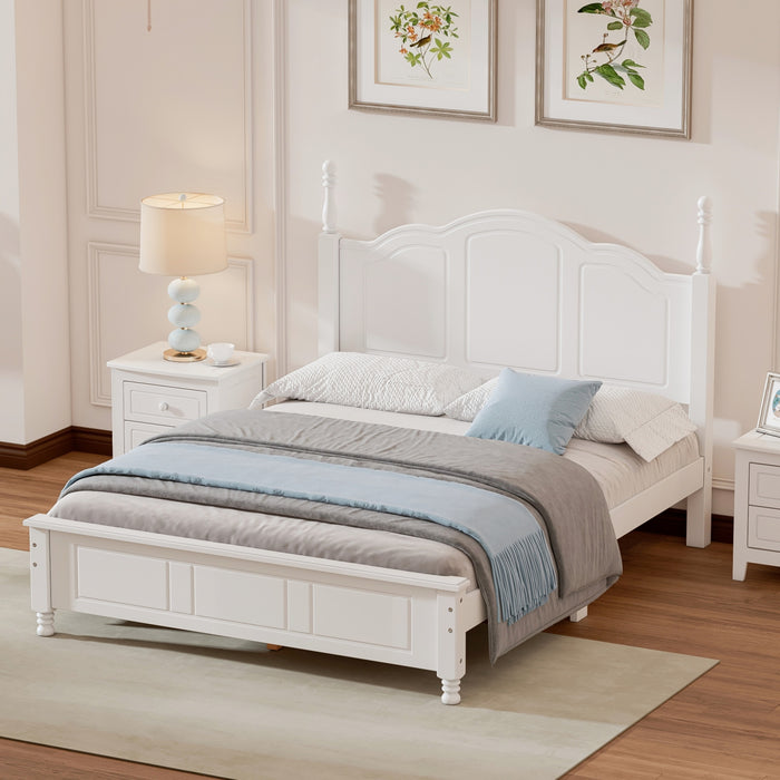 Jessie Lit a plateforme de style retro avec support a lattes en bois, taille double, blanc