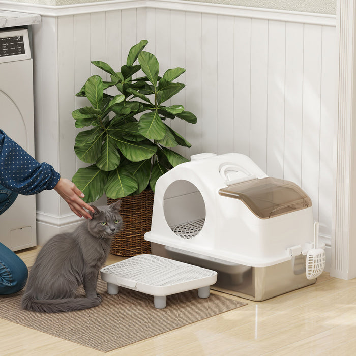 Extra Large Stainless Steel Cat Litter Box W/ High Sided