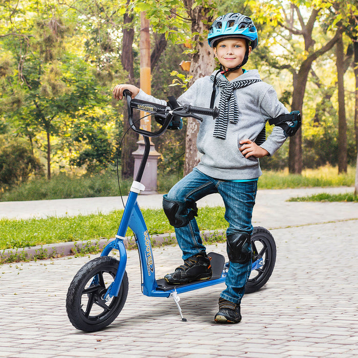 Homcom Trottinette De Cascade Reglable Pour Enfants Avec Pneu De 12\" (bleu)