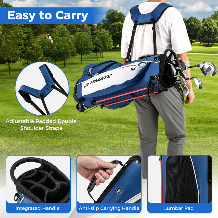 Ensemble Complet De 10 Clubs De Golf De Marque Costway Pour Hommes Avec Driver En Alliage Bleu