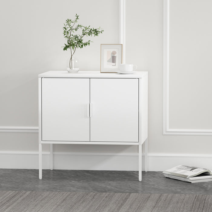 Armoire d’appoint moderne Ava 24\" en metal, blanc
