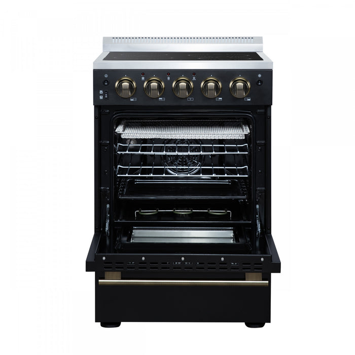 Cuisiniere electrique Loiano de 24 po en noir, 2,3 pi³ avec tiroir de rangement - FFSEL6099-24BLK