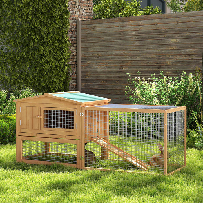 Pawhut Clapier En Bois Pour Lapin Avec Enclos