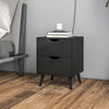 Modern Nightstand, Bedside Table with 2 Drawers and Wood Legs for Bedroom