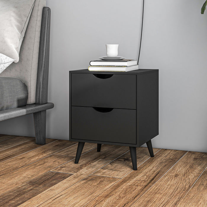Table de chevet moderne, avec 2 tiroirs et pieds en bois pour chambre